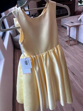 Girls Yellow Satin Party Dress